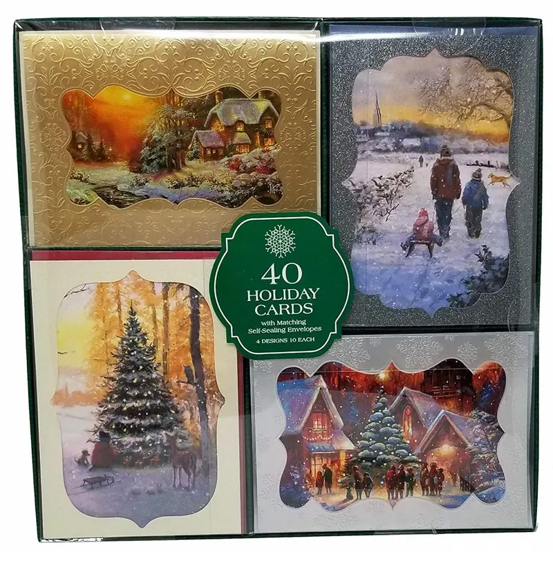 Hallmark Snowy Landscape Holiday Card Set – 40 Count With Matching Envelopes 1