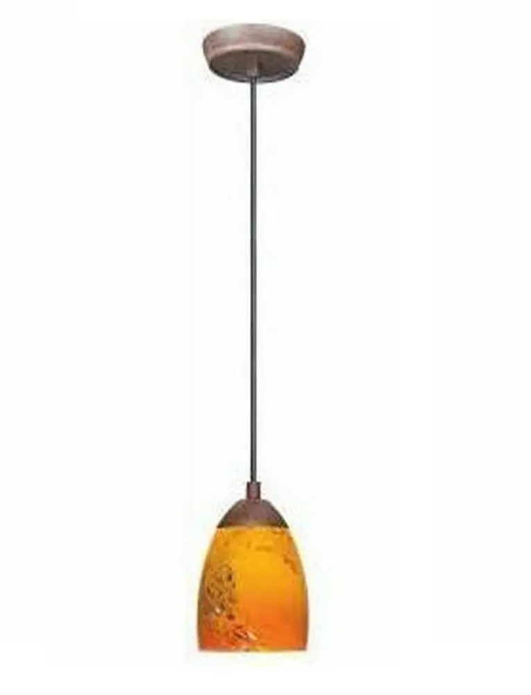 Hampton Bay Nutmeg-Finished Mini-Pendant Light With Art Glass Shade 1