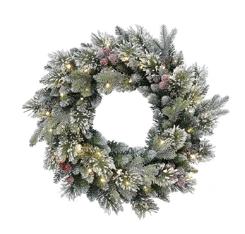 Holiday Living 26-Inch Frost Berry Pre-Lit Wreath – Battery-Powered 1