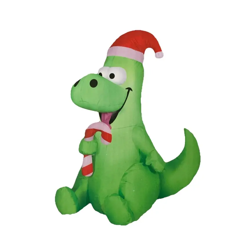 Holiday Living 3.5-Foot Illuminated Dinosaur Holding Candy Cane Inflatable Christmas Display 1