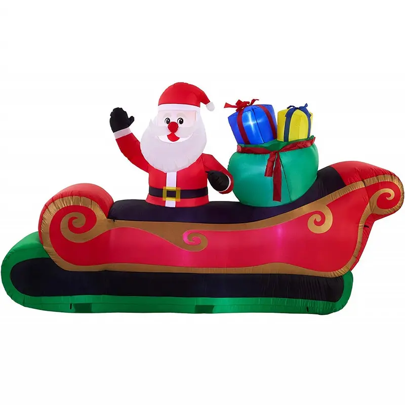 Holiday Time 10-Foot Inflatable Santa In Sleigh With Gift Sack Airblown Lawn Decoration 1