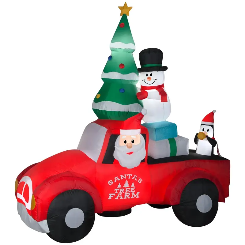 Holiday Time 8-Foot Santa In Vintage Red Truck Inflatable 1