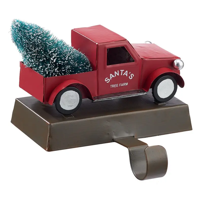 Holiday Time Vintage Red Truck Stocking Holders – Set Of 4, 4.9 Inches Tall 1