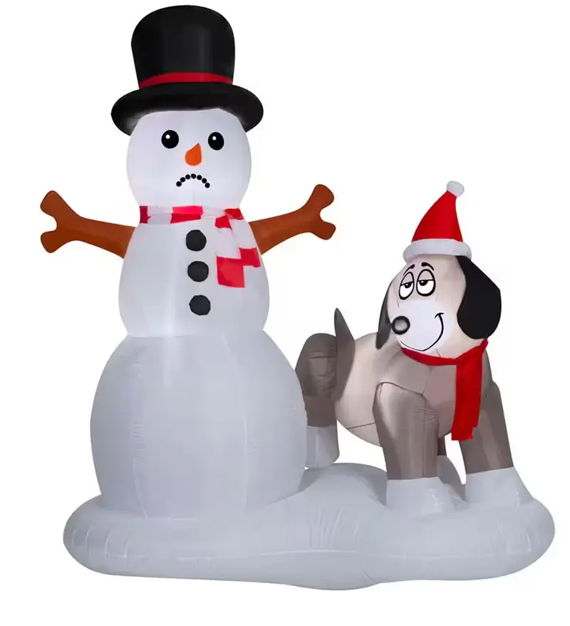 Home Accents Holiday 6-Foot Led Snowman And Dog Animated Inflatable Scene 1