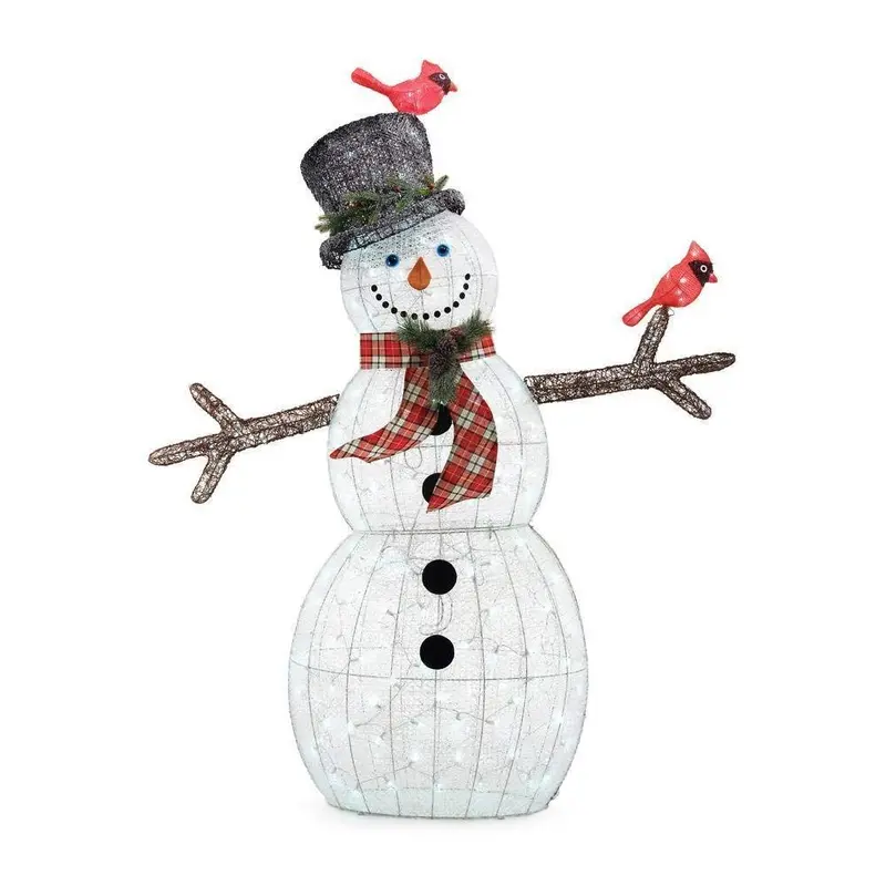 Home Accents Holiday 6'6" Led Snowman Decor With Cardinal Accents 1