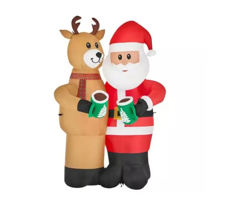 Home Accents Holiday 8-Foot Animated Santa & Reindeer Inflatable – "Cheers" Holiday Display 1