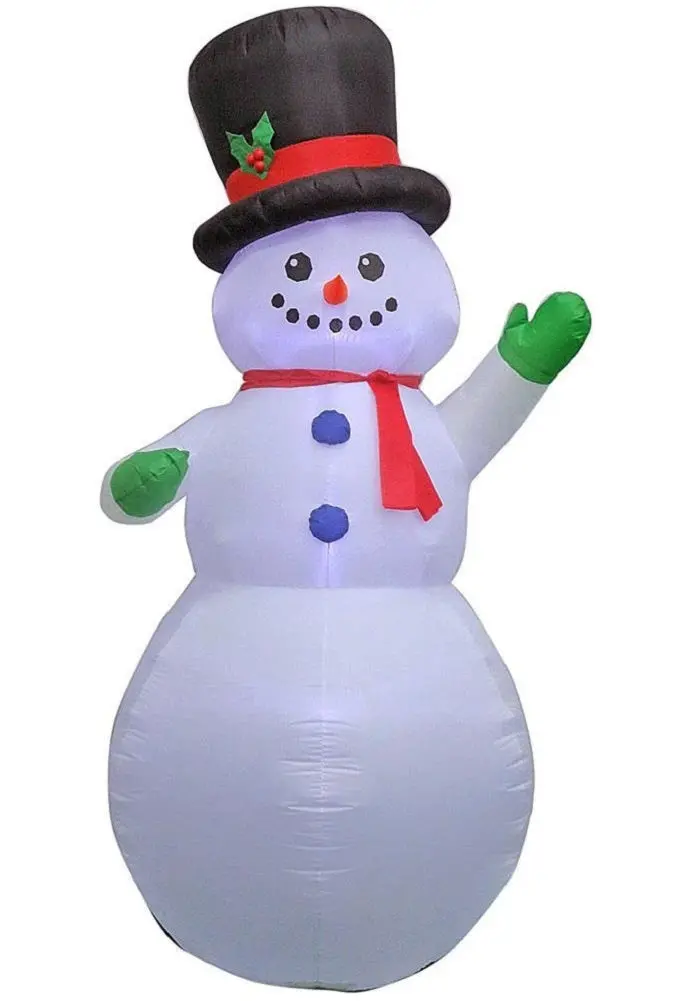 Home Accents Holiday 9-Foot Inflatable Snowman – Airblown Outdoor Decoration With Waving Motion & Top Hat 1