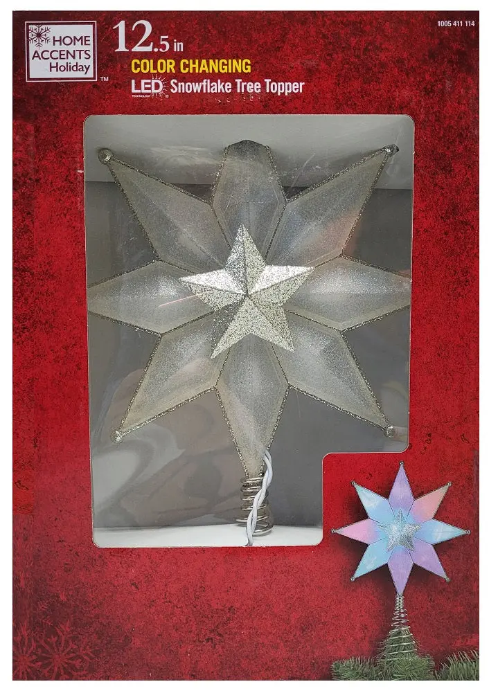 Home Accents Holiday Color-Changing Led Snowflake Tree Topper – 12.5 Inches 1