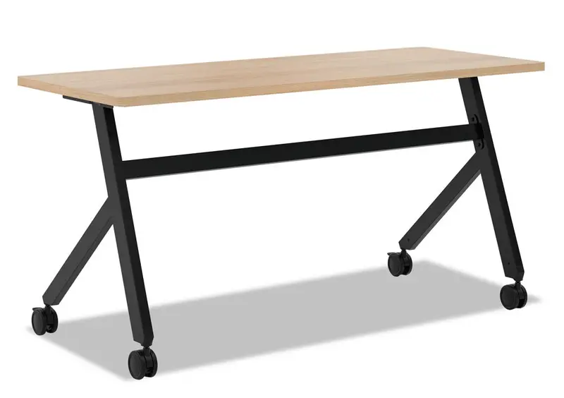 Hon Basyx Fixed-Base Multipurpose Table — 48" × 24", Wheat Finish With Beige/Black Accents 1