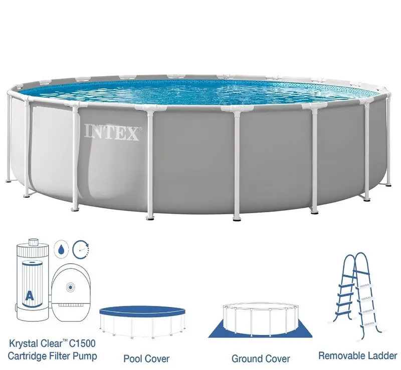 Intex 18-Foot By 48-Inch Prism Frame Above-Ground Pool Kit With 1500 Gph Cartridge Filter Pump 1