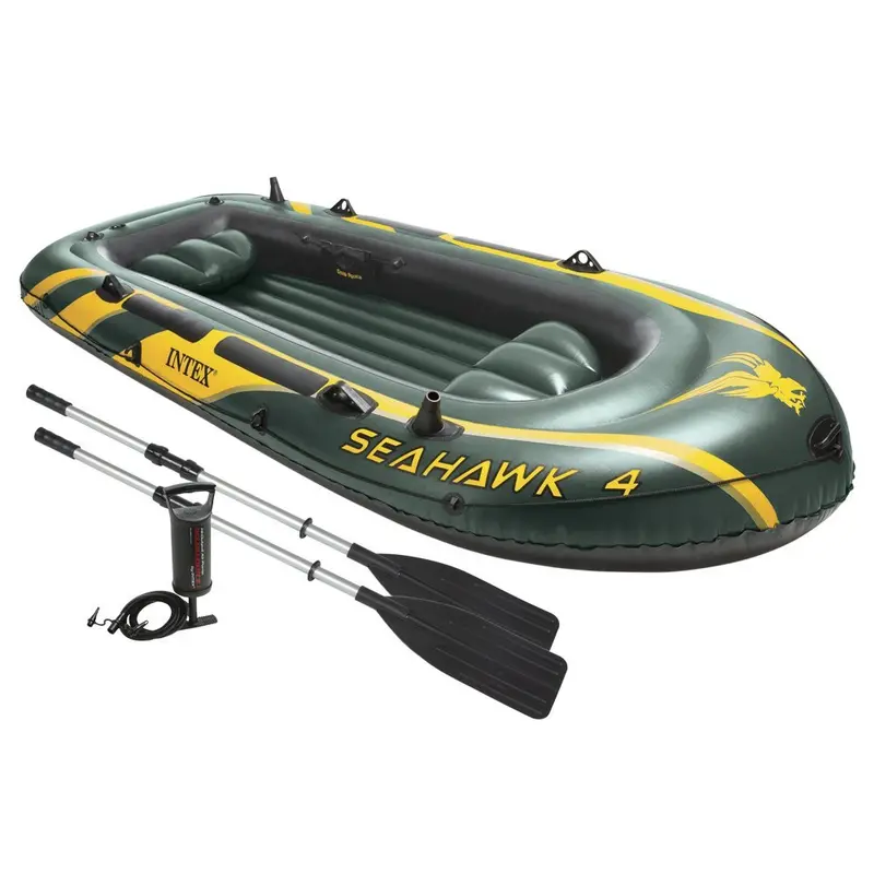 Intex Seahawk 4-Person Inflatable Boat Kit – Includes Aluminum Oars & Manual Pump 1