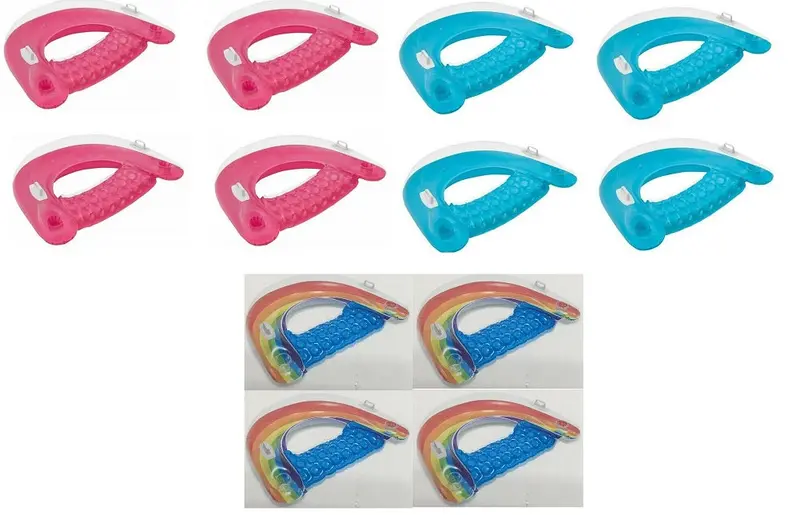 Intex Sit N Float Inflatable Lounge – 12-Pack, Pink/Blue/Rainbow, 60" × 39" 1