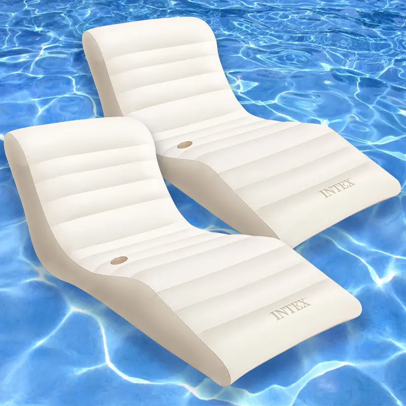 Intex Wave Inflatable Pool Lounge – 76"L X 40"W Floating Lounger, 2-Pack 1