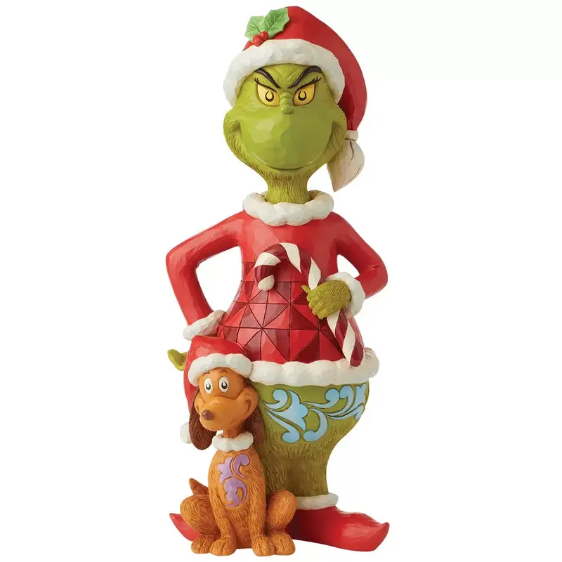 Jim Shore 20-Inch Hand-Painted Grinch & Max Statue Christmas Figure 1