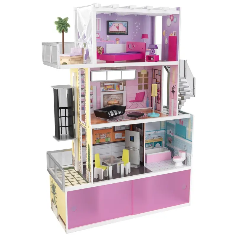 Kidkraft Beachfront Mansion Playset – Large Wooden Dollhouse With Furniture Included 1