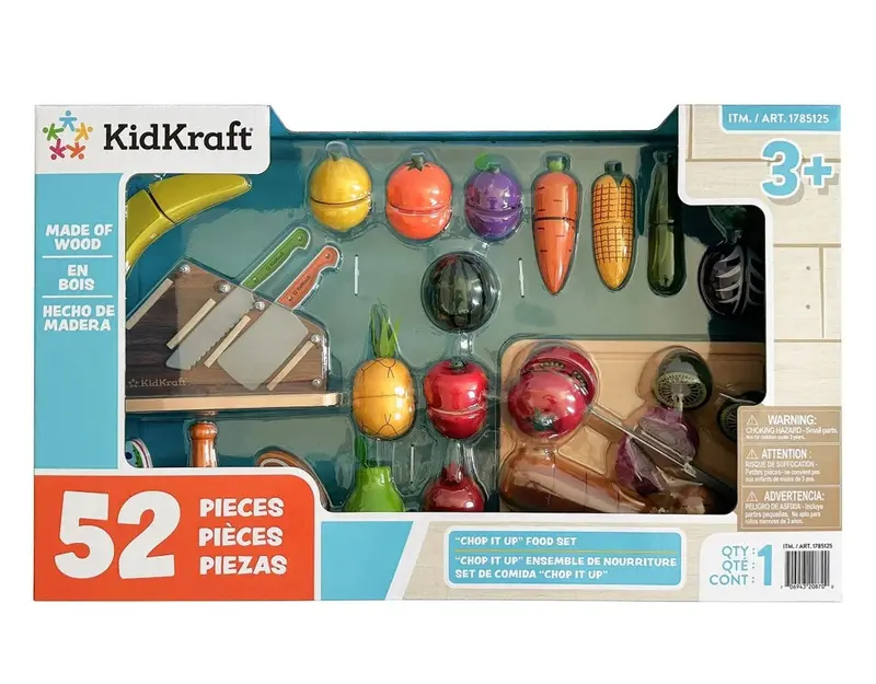 Kidkraft Chop It Up Wooden Play Food Set – 52-Piece Interactive Kitchen Toy 1