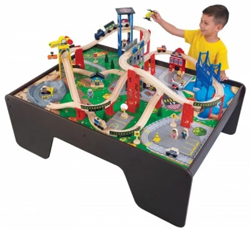Kidkraft Super Expressway Wooden Train Table & Track Set 1