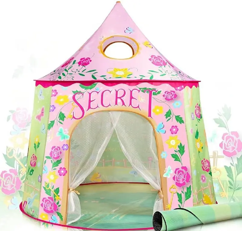 Kids' Pop-Up Secret Garden Play Tent With Matching Floor Mat 1