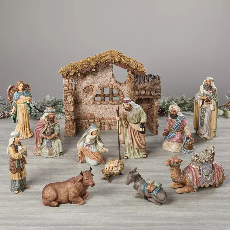 Kirkland Signature Hand-Painted Nativity Scene – 13-Piece Ceramic Christmas Set 1