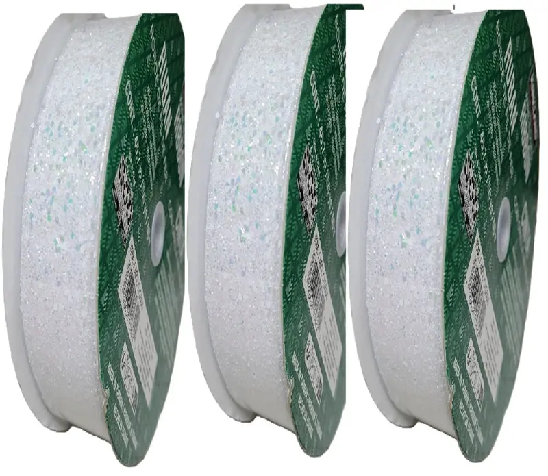 Kirkland Signature White Sheer Glitter Ribbon – 3-Pack, 50 Yards × 1.5 Inches 1