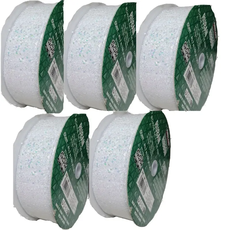 Kirkland Signature White Sheer Glitter Ribbon – 5-Pack, 50 Yards × 1.5 Inches 1