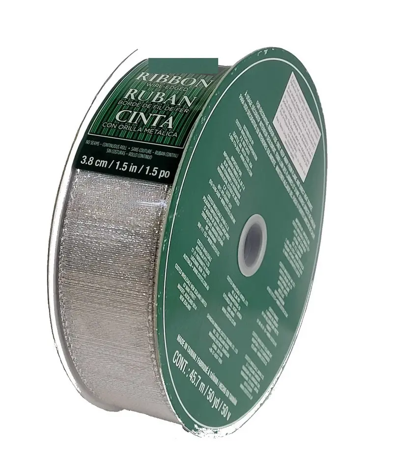 Kirkland Silver Metallic Wire-Edged Ribbon – 1.5" X 50 Yds 1