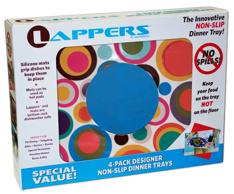 Lapper Tray Set With Circular Design – Includes Non-Slip Plate & Cup Pads (4-Pack) 1