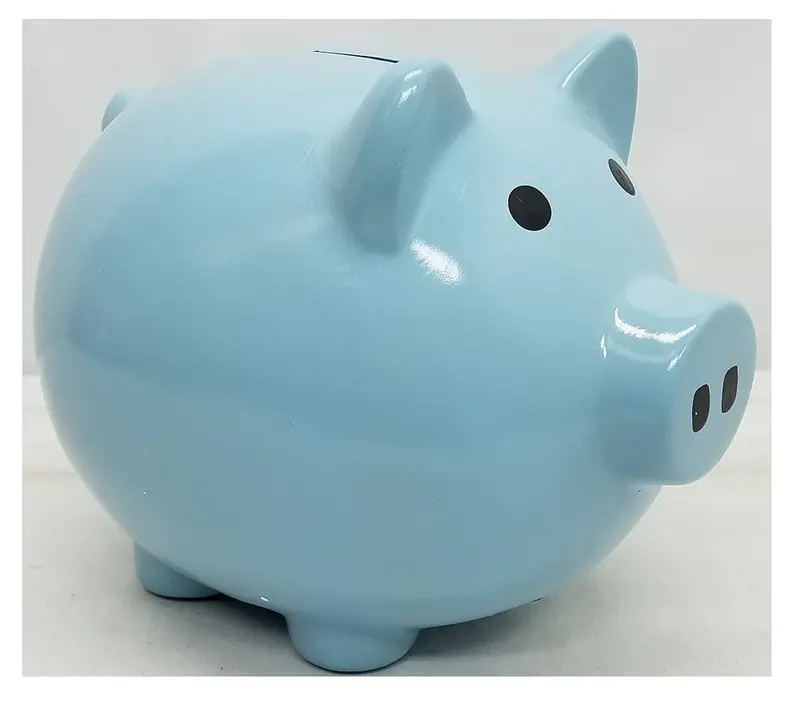 Large Blue Ceramic Piggy Bank – 8" Tall × 10" Long Money-Saving Decorative Jar 1