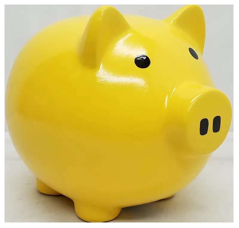 Large Yellow Ceramic Piggy Bank — 8" H × 10" L Decorative Savings Jar 1