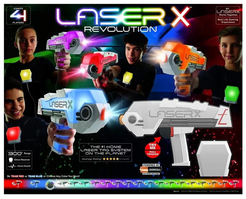 Laser X Revolution 4-Player Battle Set – Includes Blasters And Chest Receivers 1