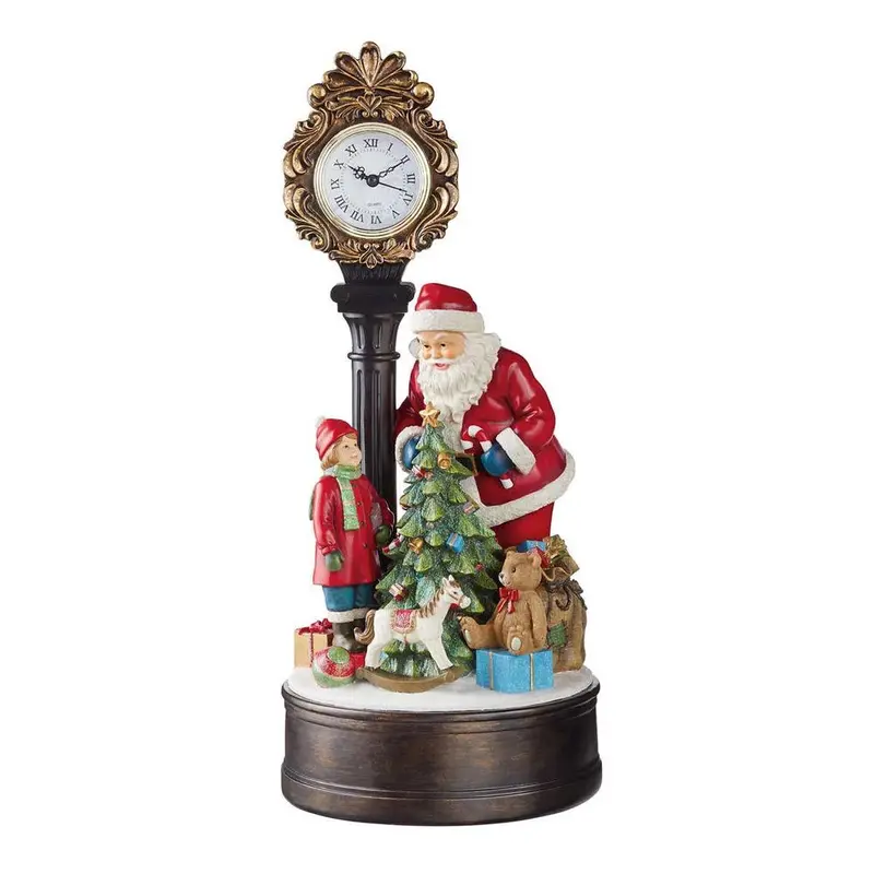 Led Holiday Clock Featuring Santa And Illuminated Christmas Tree 1