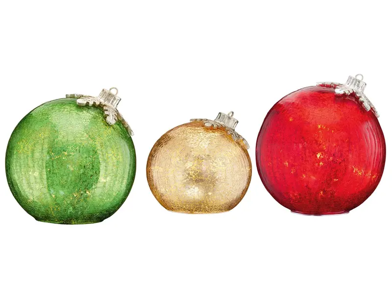 Lighted Glass Ornament Set – 3-Piece Holiday Decor With Built-In Leds 1
