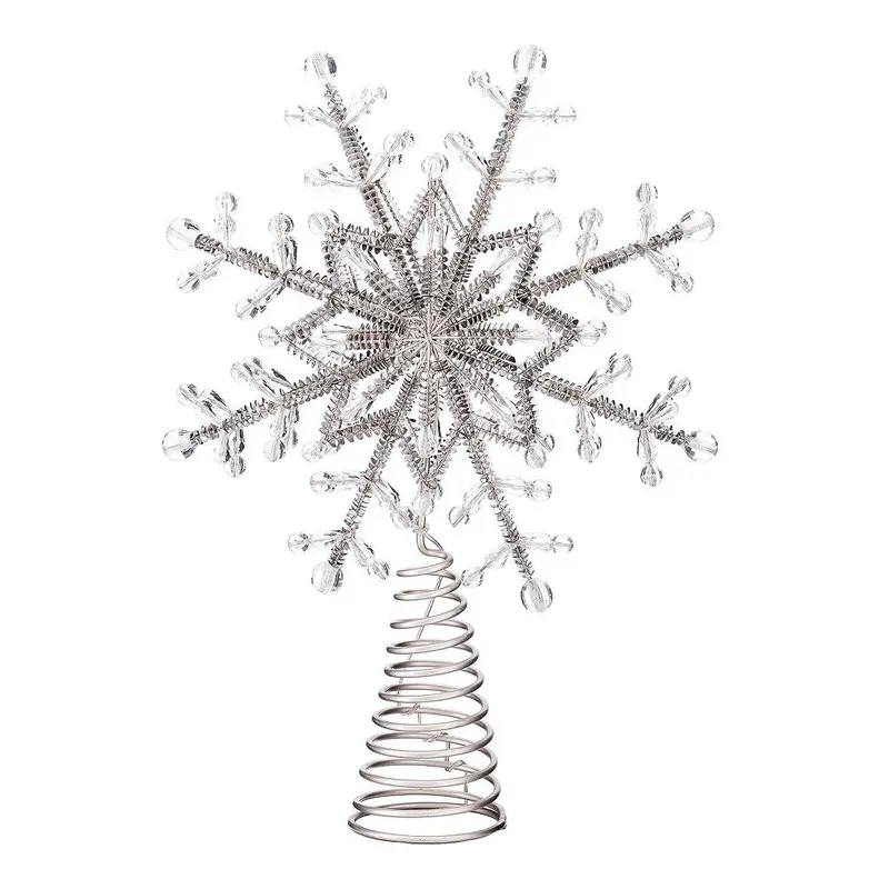Member'S Mark Beaded Silver Star Tree Topper – 16" Pre-Lit Led Decoration 1