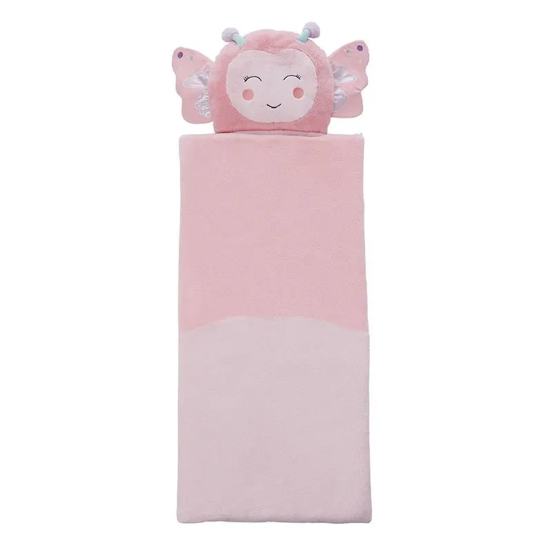 Member'S Mark Kids' Faux Fur Sleeping Bag With Butterfly Pillow – Compact 27" X 56" X 14" Design 1