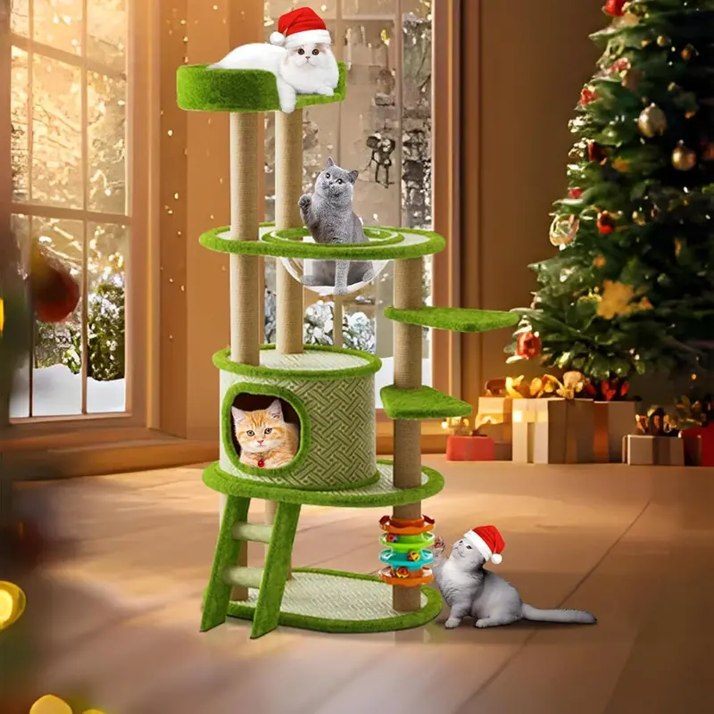 Modern 55-Inch Cat Tree Tower – Indoor Condo With Hammock, Scratching Post & Toys 1