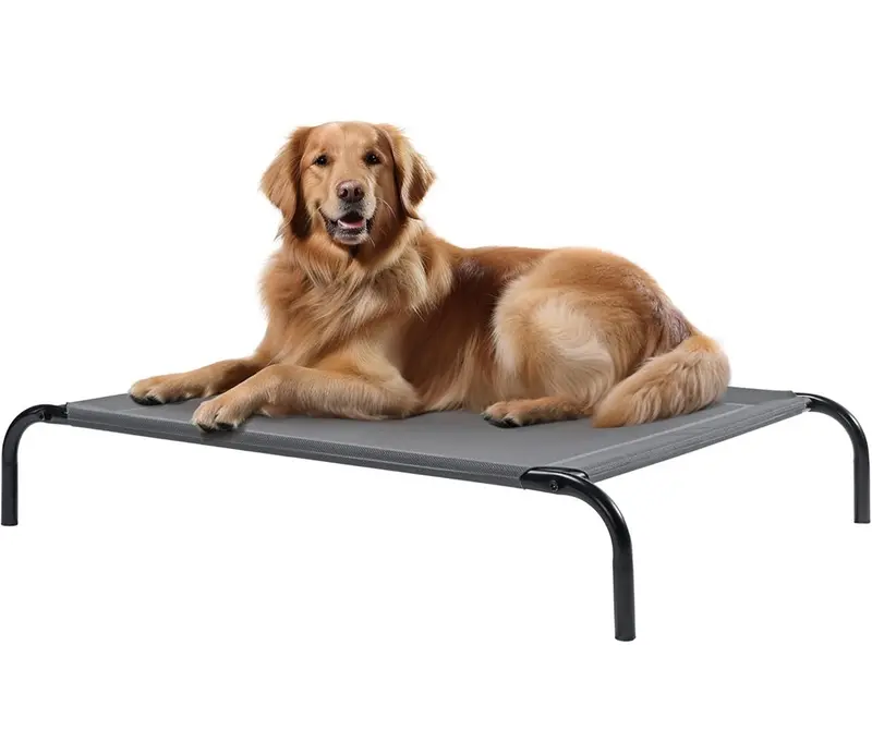 Navaris Elevated Medium Dog Bed – Ventilated Cooling Design With Adjustable Legs (Gray) 1