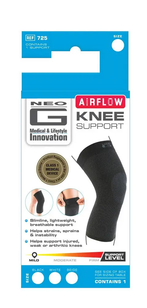 Neo G Airflow Knee Support Brace – Breathable Compression Sleeve, Black, Small 1