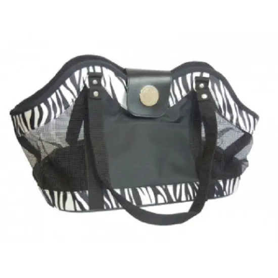 New York Dog Zebra-Print Open-Tote Carrier Purse – Black 1