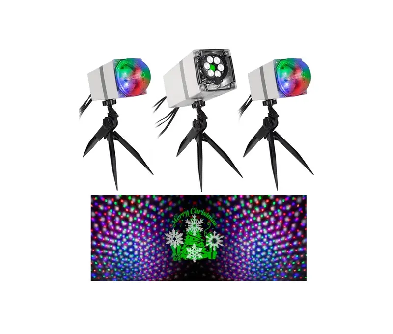Orchestra Of Lights Led Spotlight Projection Kit With Built-In Speaker And 3 Adjustable Spotlights 1