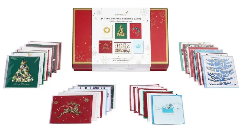 Papyrus 24-Pack Handcrafted Holiday Greeting Cards With Lined Envelopes 1