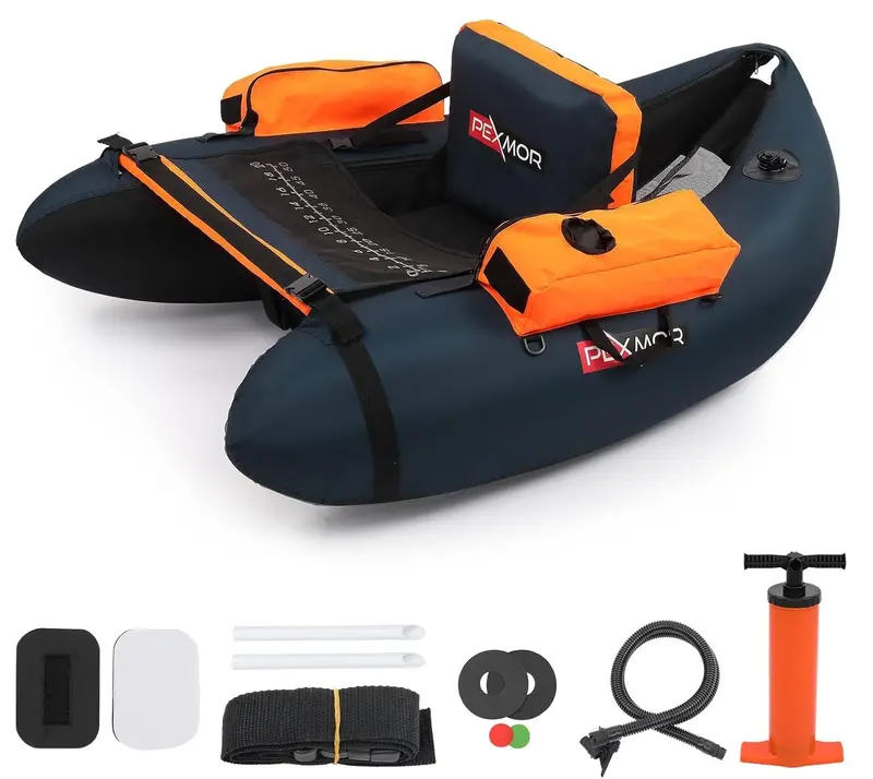 Pexmor Inflatable Fishing Float Tube – 350 Lb Capacity, Built-In Rod Holders & Comfort Seat 1
