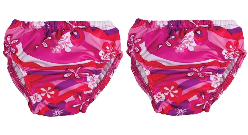 Pink Floral Reusable Swim Diapers – 2-Pack, Small (3–6 Months, 14–17 Lbs) 1