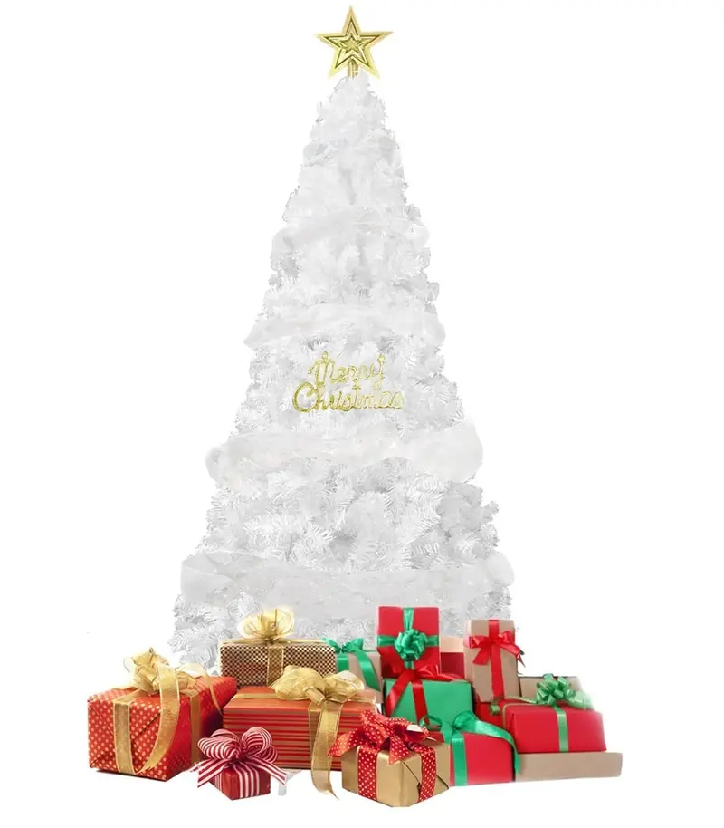 Plko 6-Foot Sleek White Artificial Christmas Tree – Includes Durable Metal Stand 1
