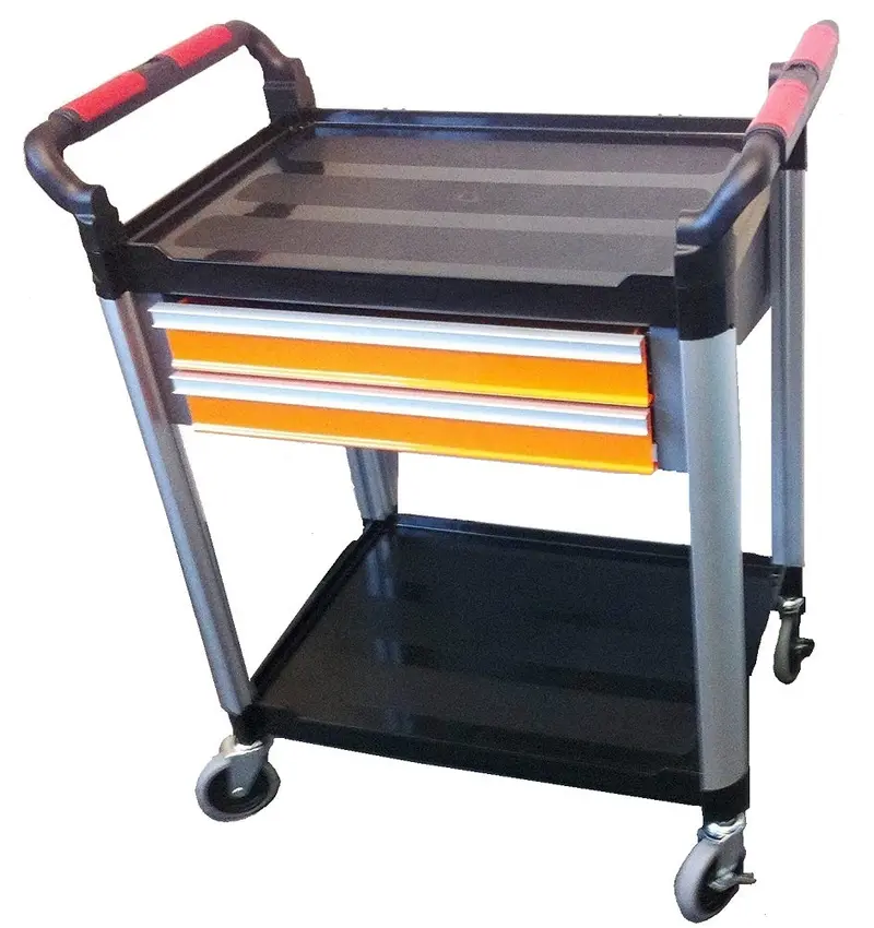 Pointe International Two-Tier Utility Cart With Storage Drawer 1