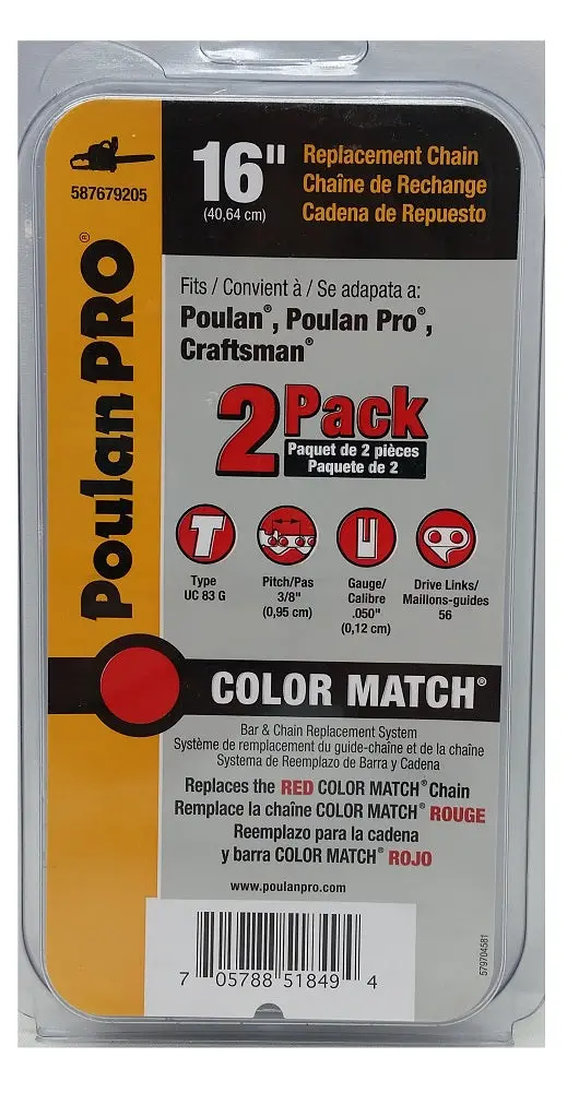 Poulan Pro 16-Inch Chainsaw Chain Replacement – 2-Pack 1