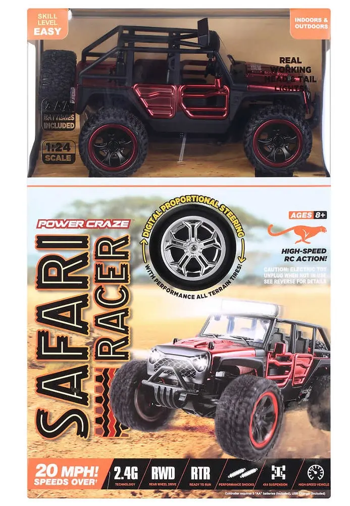 Power Craze Safari Racer Red Rc Car – High-Speed 20 Mph All-Terrain Remote Control Vehicle (2.4Ghz) 1