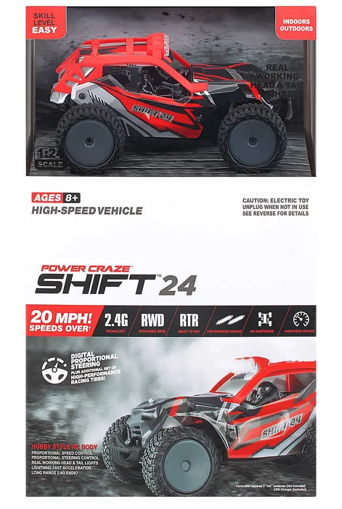 Power Craze Shift24 Rc Vehicle Body – Red Hobby-Grade High-Speed Chassis 1