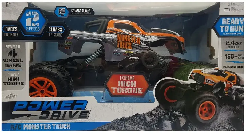 Power Drive 2.4Ghz R/C Monster Truck – Orange 4Wd Off-Road Vehicle 1