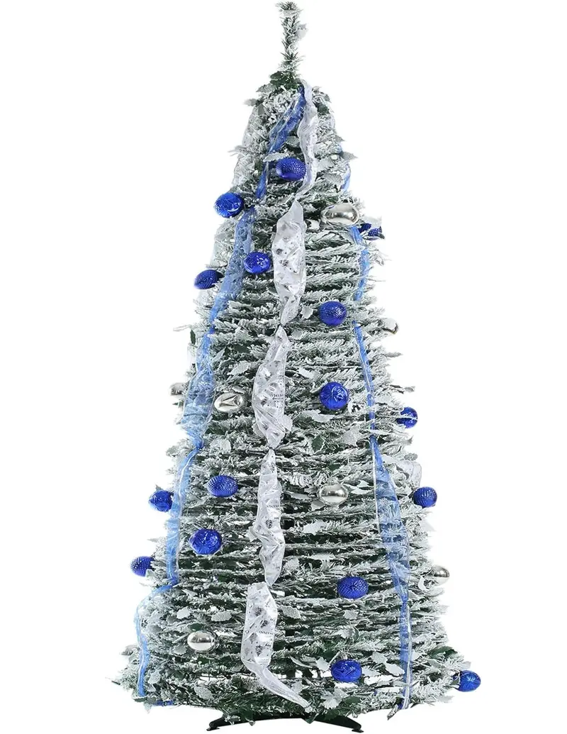 Premium 6-Foot Pre-Lit Popup Christmas Tree – Blue And White Theme 1