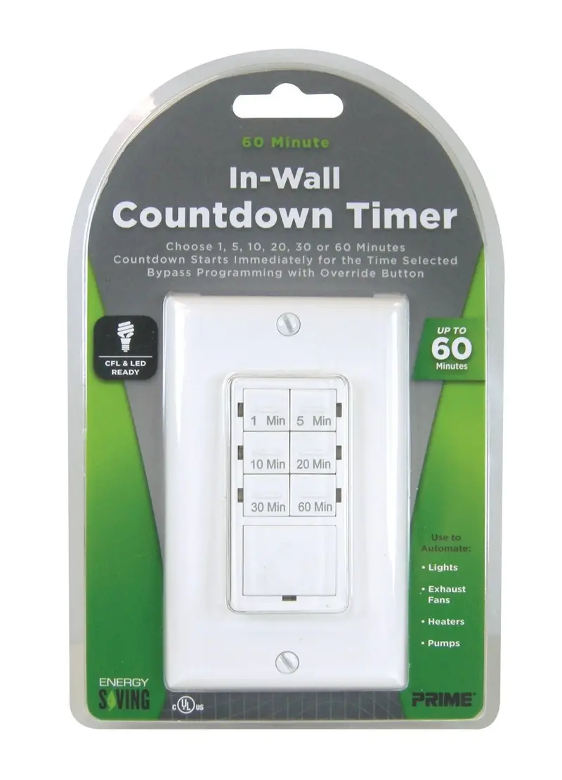 Prime Wire & Cable Tndiw060 In-Wall Digital Timer – 60-Minute Countdown Function 1